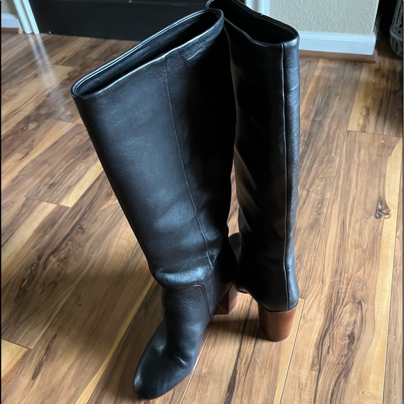 Lands End 8 Black Tall Leather Stanton Pull On Boot, 3.5” heel - Picture 3 of 9
